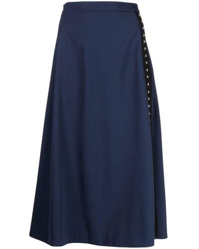 Ports 1961 High-waisted Virgin Wool Midi Skirt - Blue