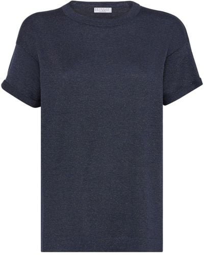 Brunello Cucinelli Metallic-threading T-shirt - Blue