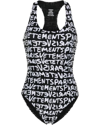 Vetements Logo-print Swimsuit - Black