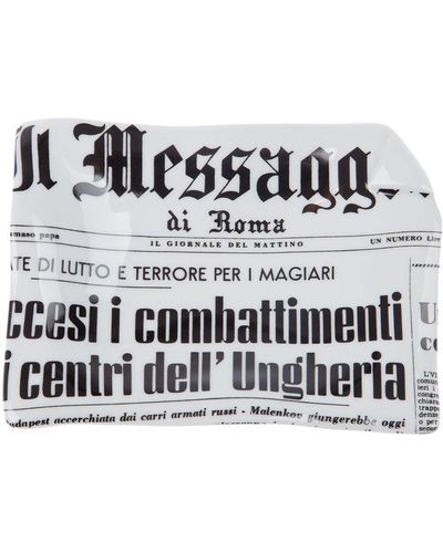 Fornasetti Cendrier en porcelaine "Il Messagero" - Blanc