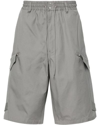 Y-3 Drawstring Cotton Cargo Shorts - Grey