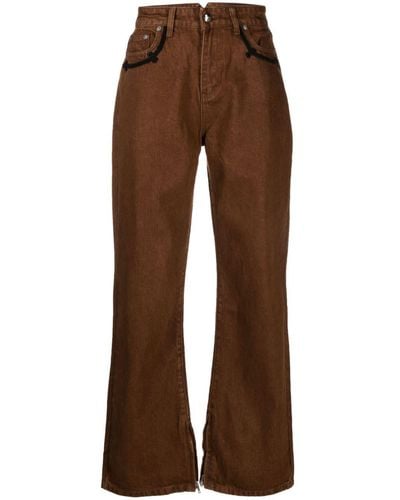Youths in Balaclava High-rise Straight-leg Trousers - Brown