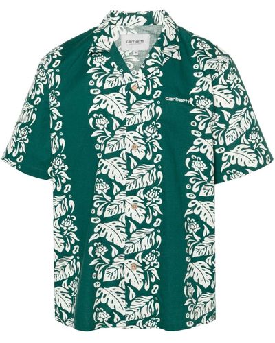 Carhartt Logo-embroidered Floral-print Shirt - Green
