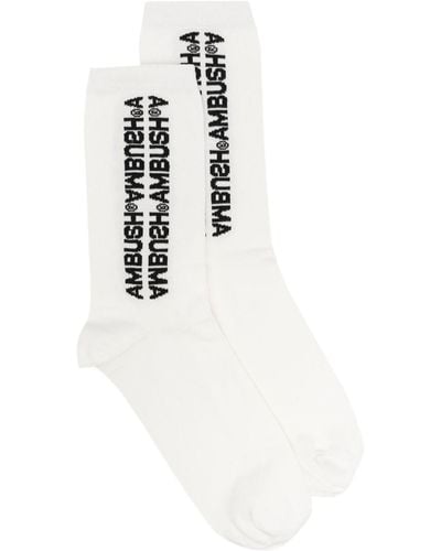 Ambush Logo-print Cotton Socks - White