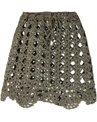 Ganni Crochet-knit Miniskirt - Grey