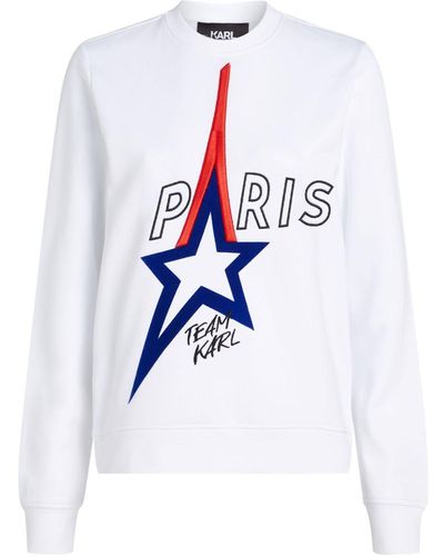 Karl Lagerfeld Besticktes Paris Sweatshirt aus Bio-Baumwolle - Weiß