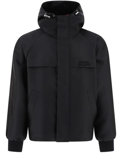Alexander McQueen Logo-embroidered padded hooded jacket - Schwarz