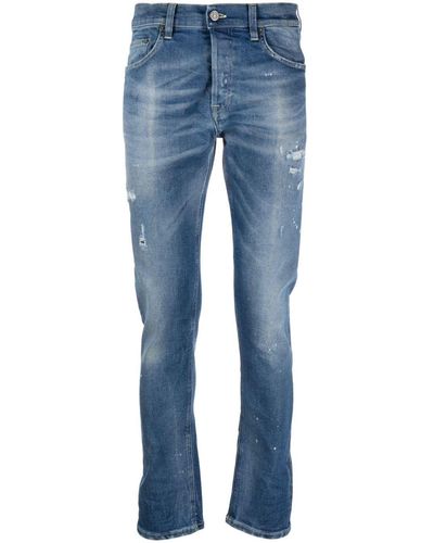 Dondup Jeans Met Verfspetters - Blauw
