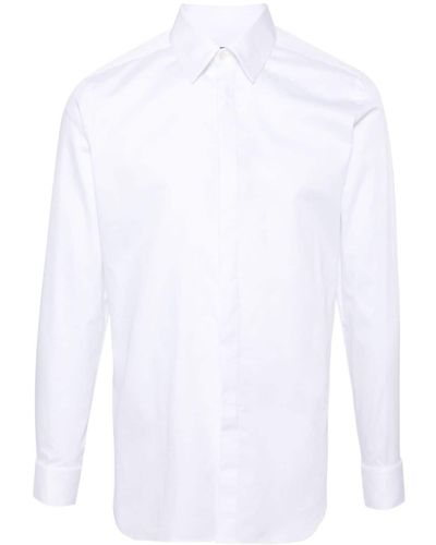 Corneliani Camisa de popelina con puños franceses - Blanco