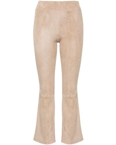 Arma Flared Cropped Leather Pants - Natural
