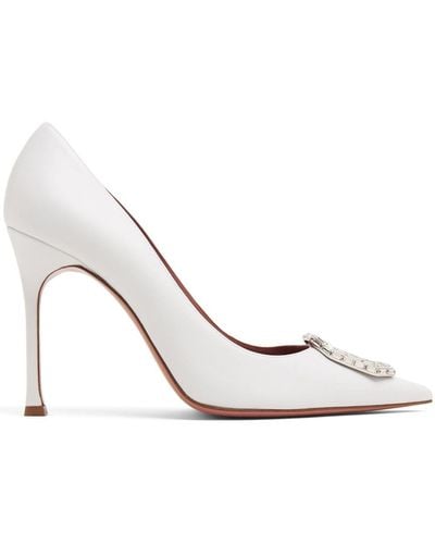 AMINA MUADDI Camelia 105mm Satin Court Shoes - White