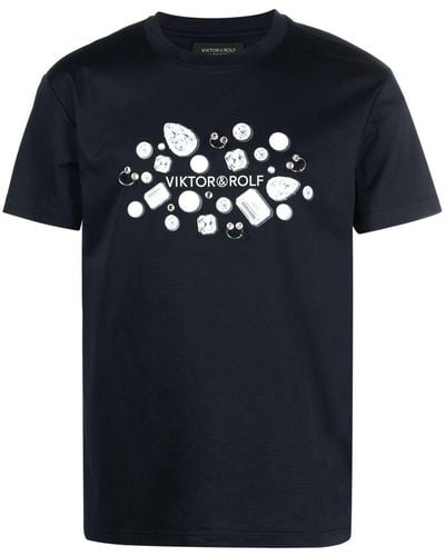 Viktor & Rolf Ring-embellishment Logo-print T-shirt - Black