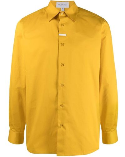 Xander Zhou Camisa con detalle de placa - Amarillo
