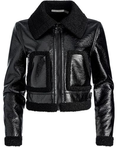 Alice + Olivia Isaiah Zip-up Cropped Jacket - Black