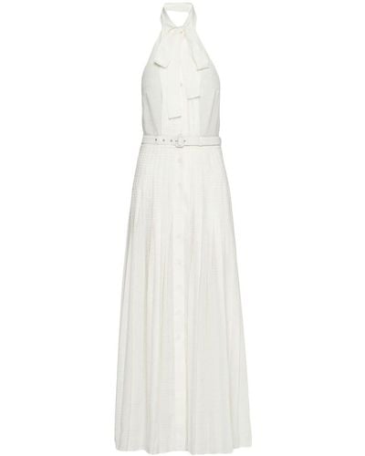 Prada Robe en brocart à design plissé - Blanc