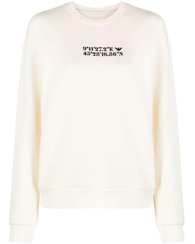 Emporio Armani Sweatshirt mit Koordinaten-Print - Weiß