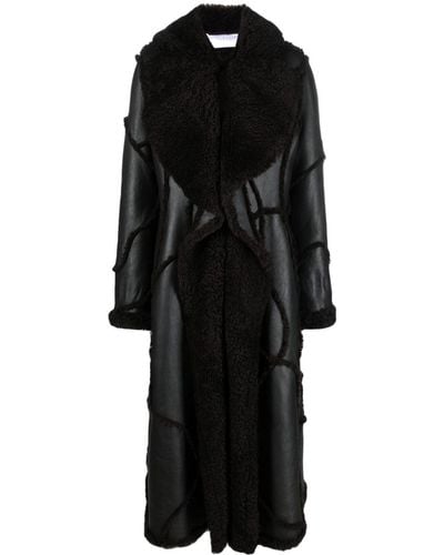 Chloé Shearling-trim Leather Coat - Black