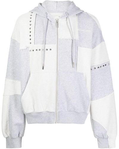 Feng Chen Wang Studded Zip-up Hoodie - White