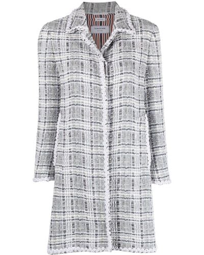 Thom Browne Crochet-appliqué Tweed Coat - Grey