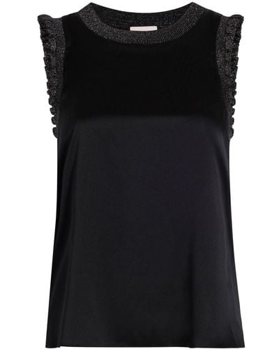 Cinq À Sept Lenore Lurex-trim Silk Top - Black