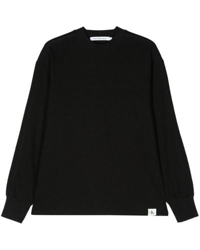 Calvin Klein Pullover mit Waffelstrick-Muster - Schwarz