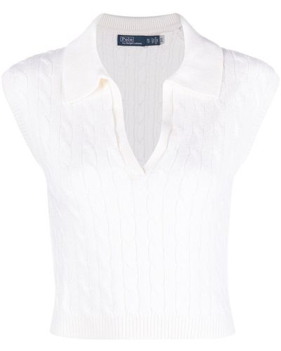 Polo Ralph Lauren Cable-knit V-neck Sweater Vest - White