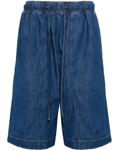 Studio Nicholson Pantalones vaqueros cortos con cordones - Azul