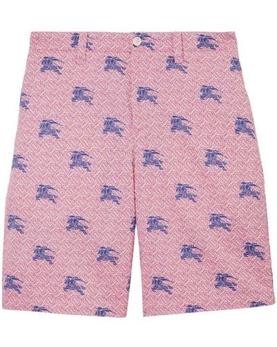 Burberry Monogram-pattern Cotton Cargo Shorts - Pink