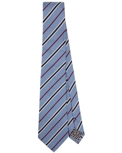 Paul Smith Striped Silk Tie - Blue