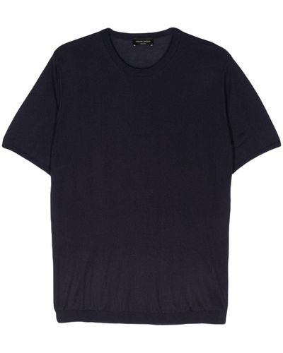 Roberto Collina Knitted Silk T-shirt - Blue