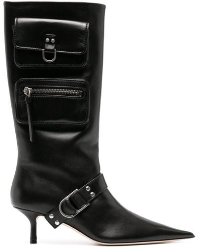 Blumarine 55mm Pocket Leather Boots - Black