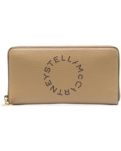 Stella McCartney Logo-print Pebbled Wallet - Natural