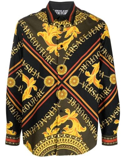 Versace Hemd mit Chain Couture-Print - Gelb