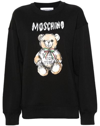 Moschino Teddy Bear-print Cotton Sweatshirt - Black