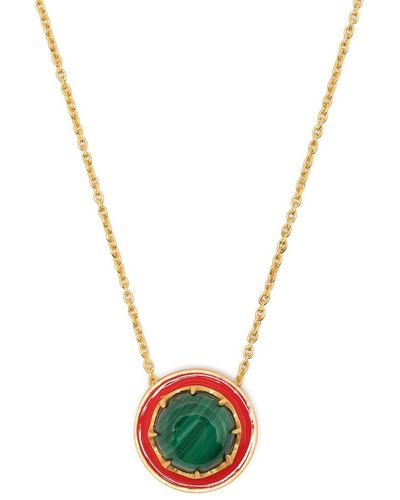 Akansha Sethi Malachite Red Enamel Button Necklace - Metallic