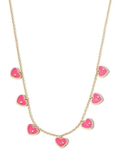 Yvonne Léon 9kt Yellow Gold Enamel And Diamond Necklace - Pink