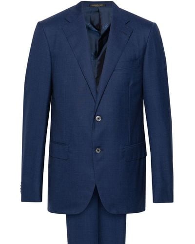 Corneliani Houndstooth Wool Suit - Blue