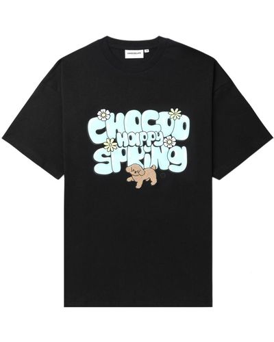 Chocoolate Slogan-print Stretch-cotton T-shirt - Black
