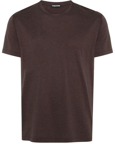 Tom Ford Logo-embroidered T-shirt - Brown