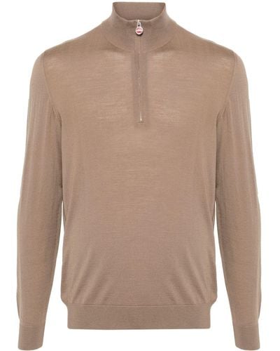Kiton Half-zip High-neck Sweater - Brown