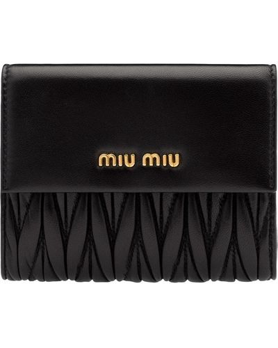 Miu Miu Matelassé logo wallet - Noir