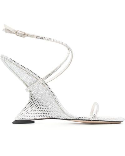 STUDIO AMELIA 110mm Crystal-embellished Wedge Sandals - White