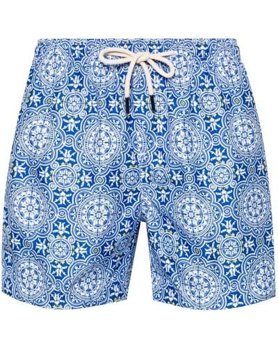 Peninsula Licata Graphic-print Swim Shorts - Blue