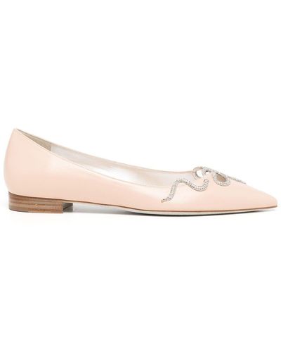 Rene Caovilla Morgana Embellished Ballerina Shoes - Pink