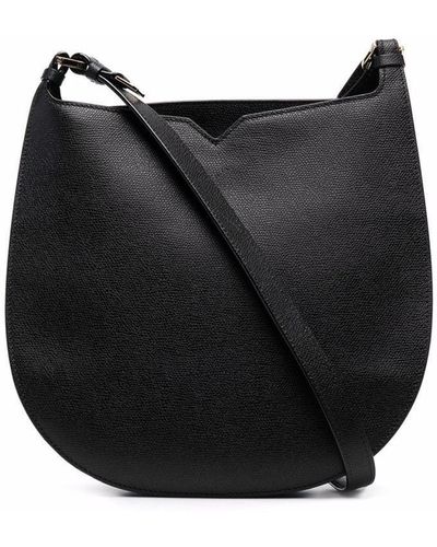 Valextra Rounded Leather Crossbody Bag - Black