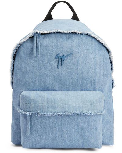 Giuseppe Zanotti Sac à dos en jean à bords francs - Bleu