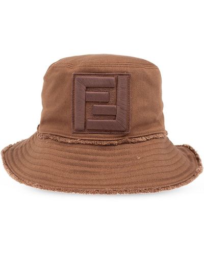 Fendi Sombrero de pescador con logo - Marrón