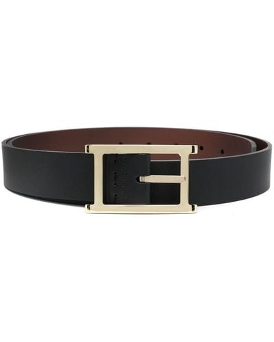Orciani Rectangle-buckle Leather Belt - Black