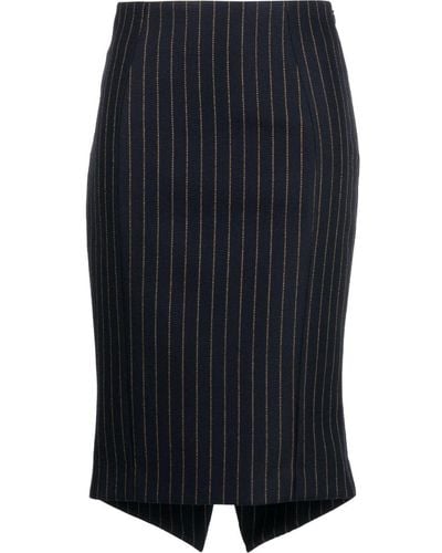 Moschino Striped Virgin-wool Midi Skirt - Blue