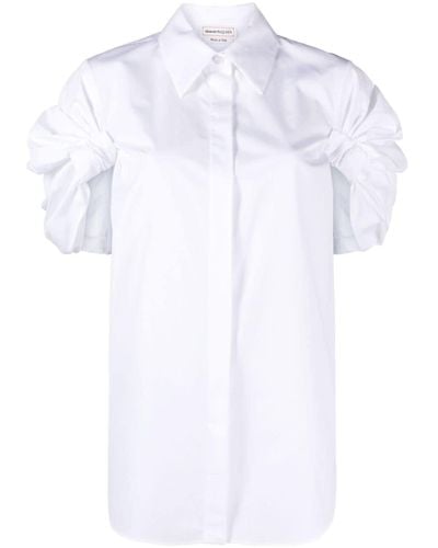 Alexander McQueen Hemd mit Raffung - Weiß